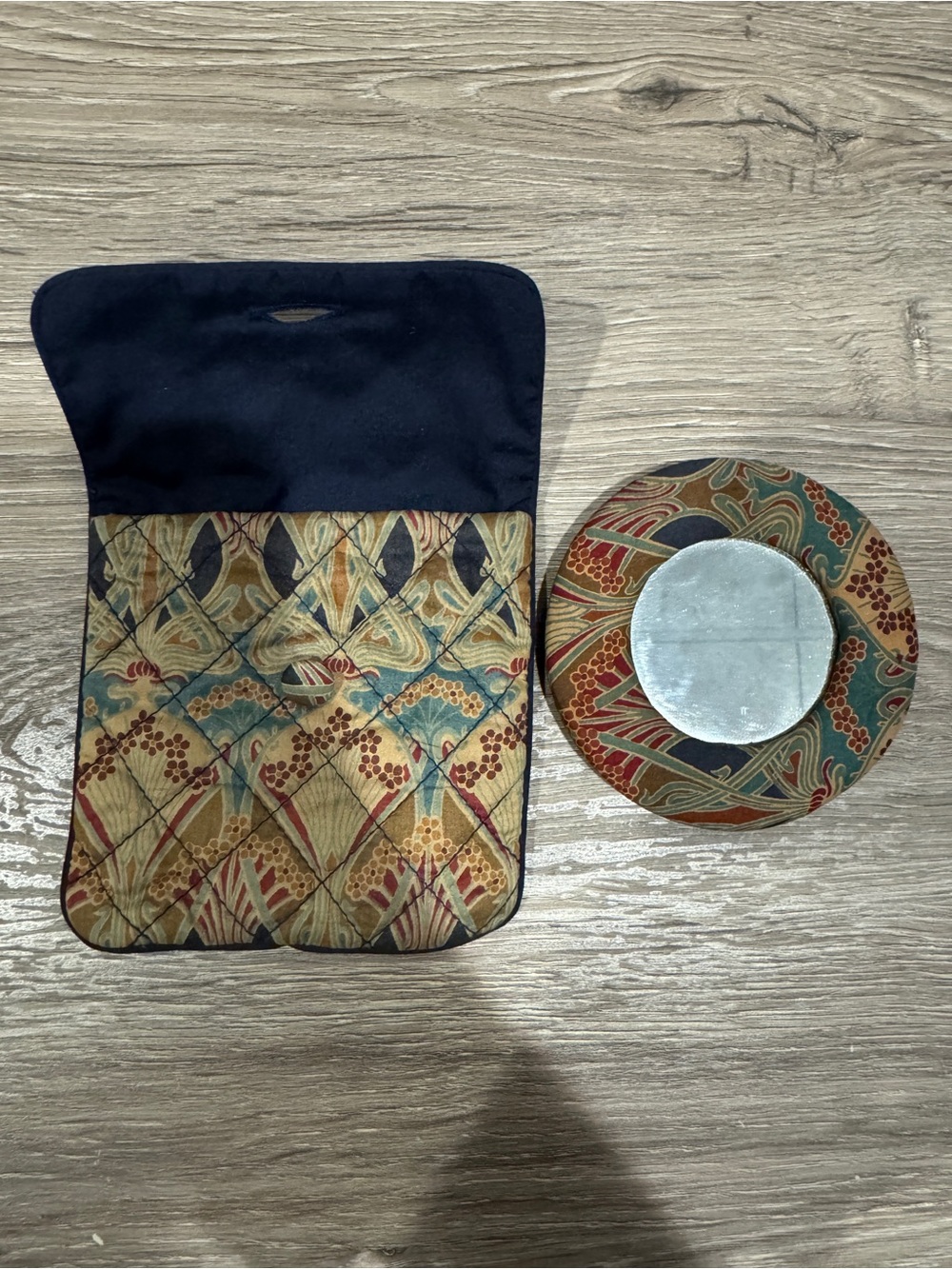 Patterned Pocket Mirror Travel Accessory Set in Multicolor